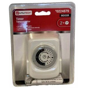 Utilitech 2 Outlet Indoor Timer 0224879 New Factory Sealed Package